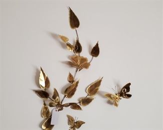Torch cut brass butterfly sculpture  showing 3 pc here and 3 more next photo