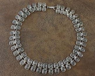 FABULOUS signed Mexico Sterling silver link necklace! With beauty and precision, each link was hand formed and joined together. 18" long with hook and eye clasp, signed inside hook MEXICO C-11 925. $150 
