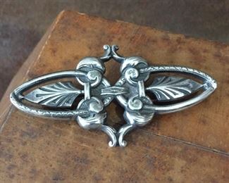 Beautiful Sterling silver brooch, could be worn horizontally or vertically.  Large.  Measures 2 7/8" x 1 1/2". Stamped 925 on back.  $80

