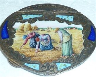 Vintage enameled silver compact marked 800. Excellent condition.  3.25 inches wide.  $295 