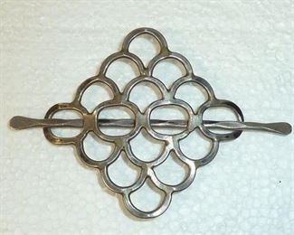 3.5" wide Sterling silver artist made hair barrette. $98