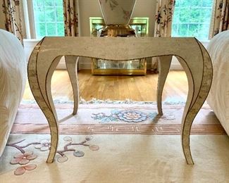 Item 6:  (2) Tessellated coral and brass end tables by Casa Bique - 22" x 26.5" x 22.5" tall: $250