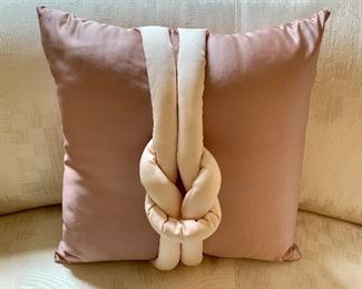 Decorative Pink Pillow with Knot Feature: $12