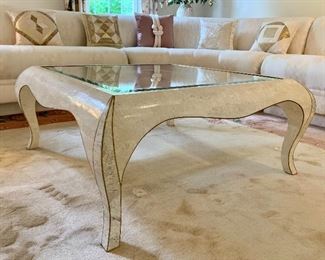 Item 5:  Casa Bique Tessellated coral and brass coffee table - 27.5" x 35.5" x 17" tall: $375