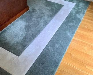 Item 23:  Green & cream border rug - 9" x 12": $150