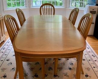 Item 28:  Bernhardt kitchen table (extra leaves) - 41.5" x 81" x 29" tall with 6 matching chairs:  $525