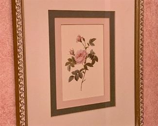 Item 33C:  Framed rose print - 11" x 13" : $38