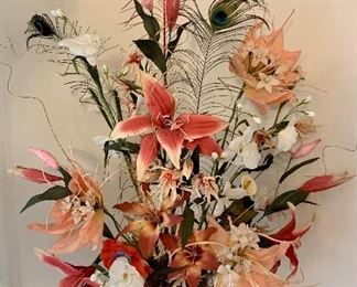 Item 37:  Lenox  Floral Vase - 10" with Tiger Lily Faux Flowers: $65