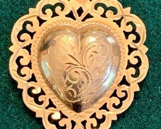Item 175:  14K heart charm locket, 3.6 g: $180