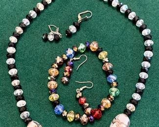 Item 180:  Beaded earrings, bracelet and necklace: $16