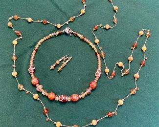 Lot of 2 necklaces and earrings: $15