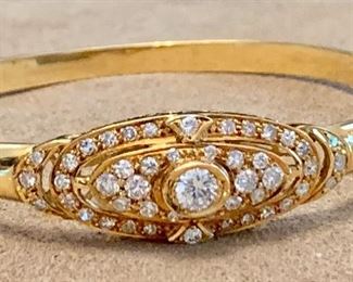 Item 93:  Matching diamond & 18K gold bracelet weighing 18.8 grams. Again, clear, brilliant, round cut diamonds - and lots of them!: $1495