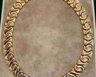 Item 96:  14K & diamond, Greek style choker; weight is 71.2 g.: $2800