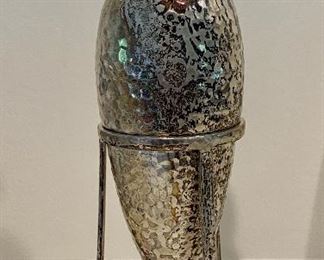 Item 139:  Hammered sterling silver vase on stand: $65