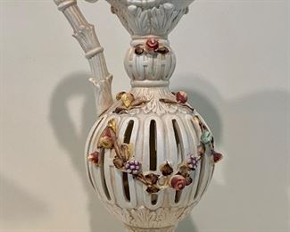 Bisque pitcher with flowers: $12