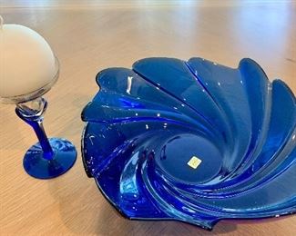 Cobalt blue bowl with Candle: $15