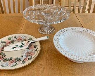 Grouping of Cake platters and plates: $28