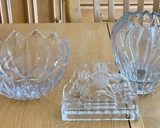 Lot of Crystal- bowl, vase and napkin holder: $15