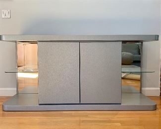 Item 61:  Italian designed silver & mirrored glass console table - 68" x 20" x 32" tall