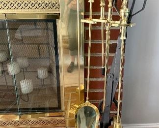 Item 71:  Brass Fireplace set: $32