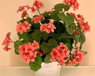Ceramic pot with faux geraniums: $14