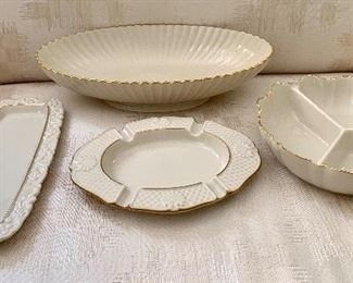 Lot of 4 Lenox- Divided condiment, long tray, ashtray and oval bowl. $64