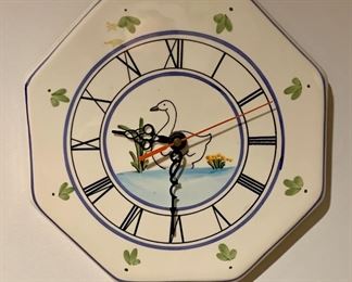 Item 145:  Duck ceramic clock - 10" x 10": $12