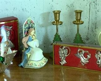 Lot of Christmas with snow globe: $12
