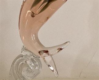Item 126:  Vintage Arte Murano ICET Pink Glass Dolphin - 8": $20