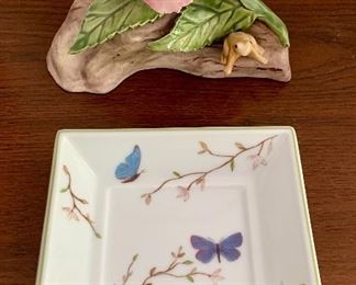 Bernaudaud Butterfly Dish and Porcelain Flower: $15