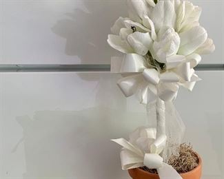 Faux White Flower in Terra Cotta: $10