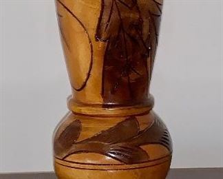 Wood Vase with etched design: $8