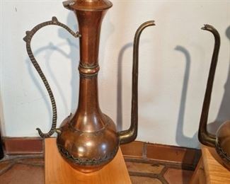 Item was brought in  Morocco in 1984 Brass Urn $60, The owner was planning on turning them into lamps and never finished the project. 