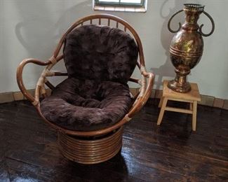 Rattan Chair $100.00 Urn in the back ground $ 80