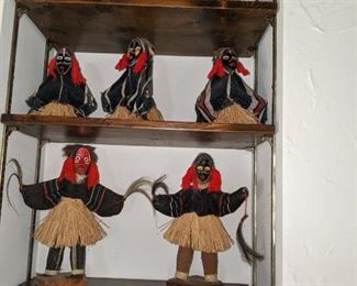 Witch Doctor Dolls Grass Skirts, handpainted faces, clothes were hand made ea doll 