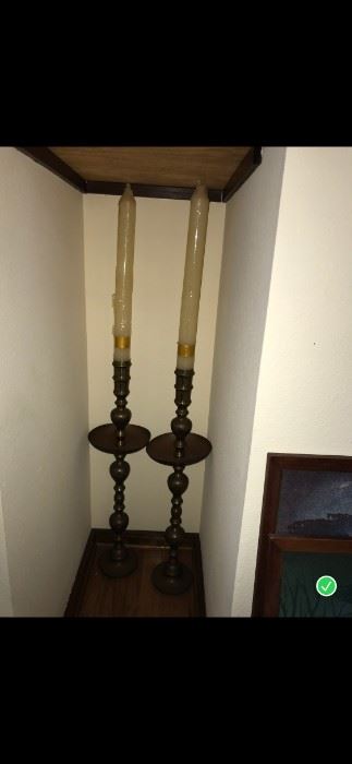 Item was brought in  Morocco in 1984 Brass Set $100, The owner was planning on turning them into lamps and never finished the project. 