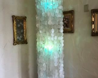 Capiz Shell Chandelier Circa 1975 with Lights 12ft $1250