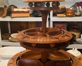Wood Server with Lazy Susan