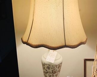 White and Gold Gilt Double Lighted Table Lamps, Set of two