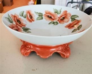 Orange Floral Bowl with Bottom Orange Base