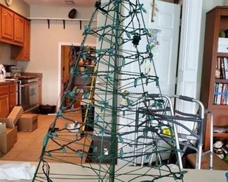 Metal Framed Christmas Tree with Lights. Tested and Working