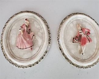 Lot of 2 Wall Decor. Lady and Man Dancing in Red