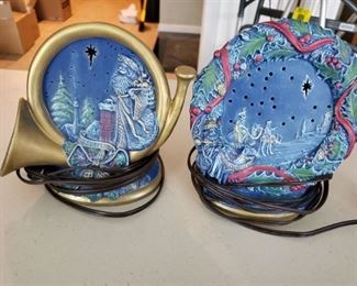 Lot of 2 Christmas Lights.Decorative Santa and Wiseman Tested and Working