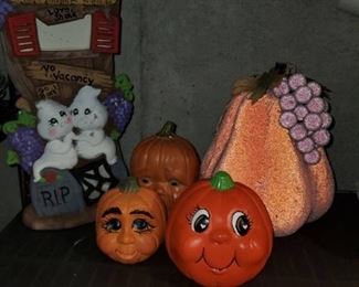 Lot of Ceramic and Plastic Halloween Decor