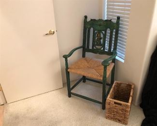 Teal/Rush Seat Armchair