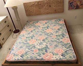 Queen Platform Bed, Mattress (no spring)