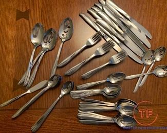 Vintage MCM Oneida Twin Star ATOMIC Stainless Flatware - Set of 85