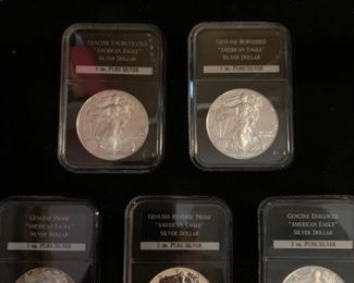 Complete Set of AMERICAN EAGLE Silver Dollars in Decorative Locking Wood Box Display