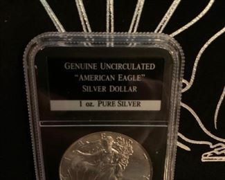 Complete Set of AMERICAN EAGLE Silver Dollars in Decorative Locking Wood Box Display