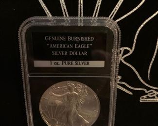 Complete Set of AMERICAN EAGLE Silver Dollars in Decorative Locking Wood Box Display